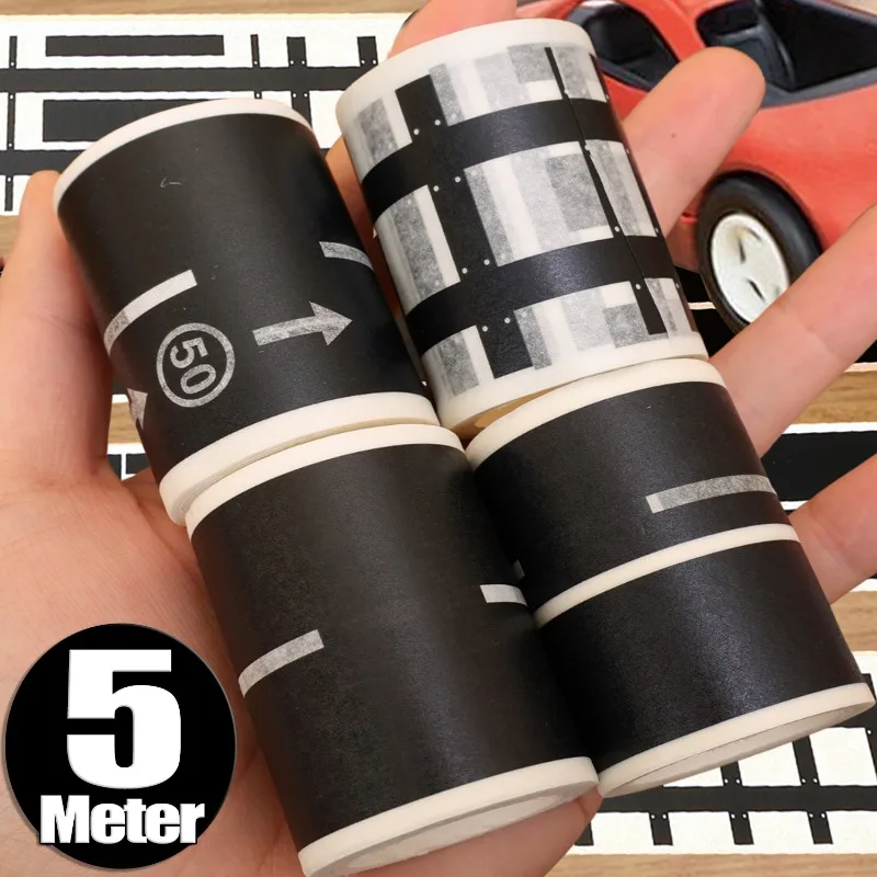 Track Scene Tape Railway Train Paper DIY Road Traffic Adhesive Tape Miniature Parking Scene Scrapbooking Sticker Label Wrapping