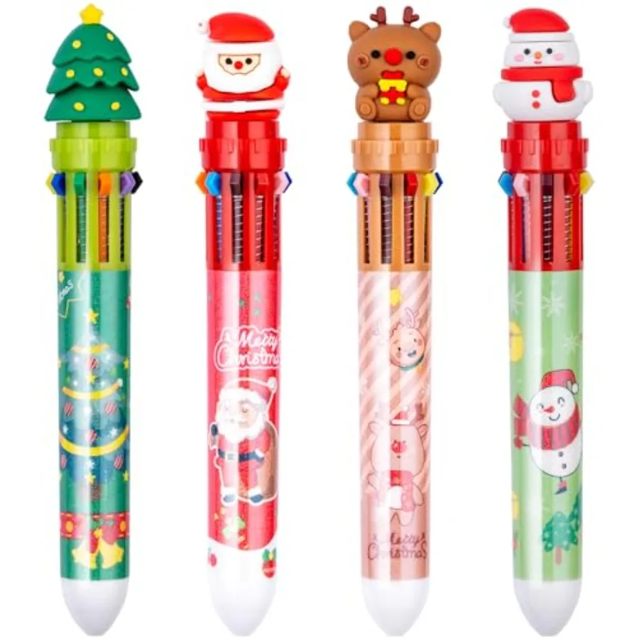 

Multicolor Ballpoint Pen 0.7 mm 10-in-1 Colored Pens Fine Point Retractable Christmas Ballpoint Pens for Office School Supplies