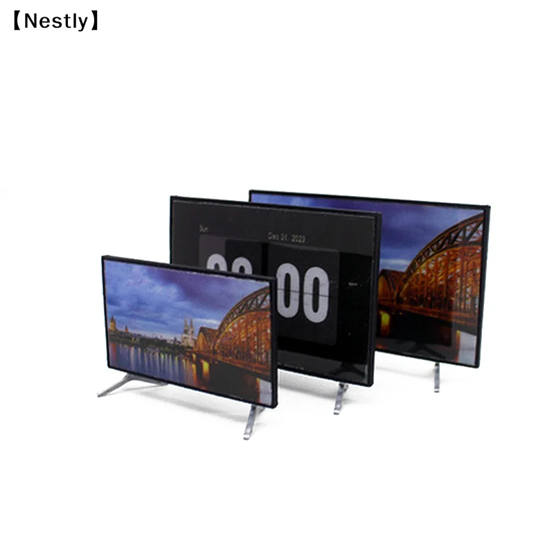 1pcs1:12 Simulation Mini Simulation TV Widget Mini TV With Base Model Living Room Tabletop Decoration Gift Crafts〔Nest〕