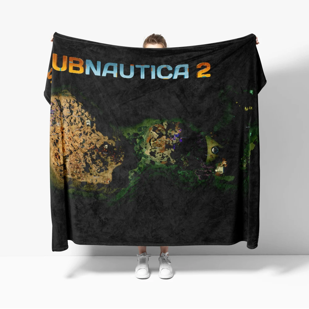 Uubnautica 2 Game Map Flannel Blanket Ocean exploration for Sofa Decoration mystical deep sea Throw Blankets Super Soft