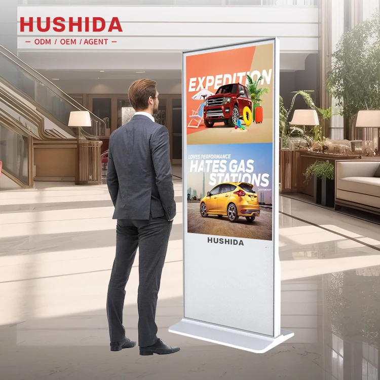 HUSHIDA 43 49 55 Inch 4K CMS LCD Digital Signage Software Vertical Advertising Display for Shop Mall/Exhibition