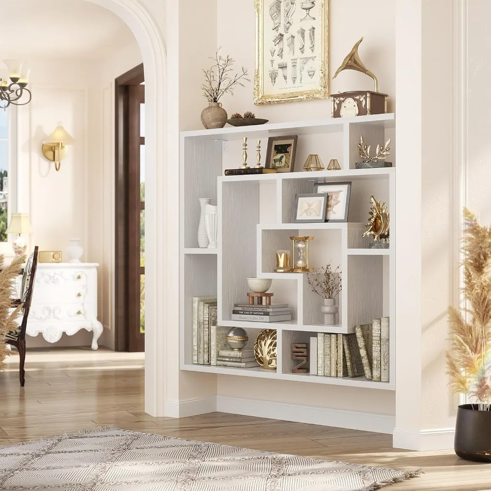 

6-tier Display Bookshelf, Wall-mounted Bookshelf, Freestanding Geometric Bookcase, Floating Bookshelf, Suitable for Bedroom