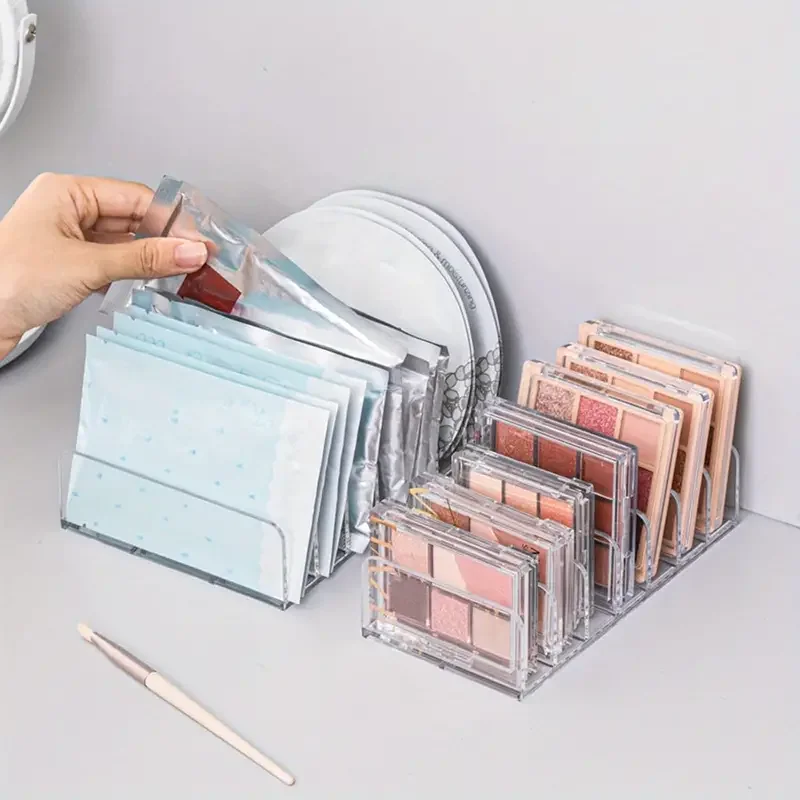 1pc Makeup Organizer Desktop Multi-cell Display Box Makeup Blush Cosmetics Shelf 7-compartment Plastic Eye Shadow Storage Box