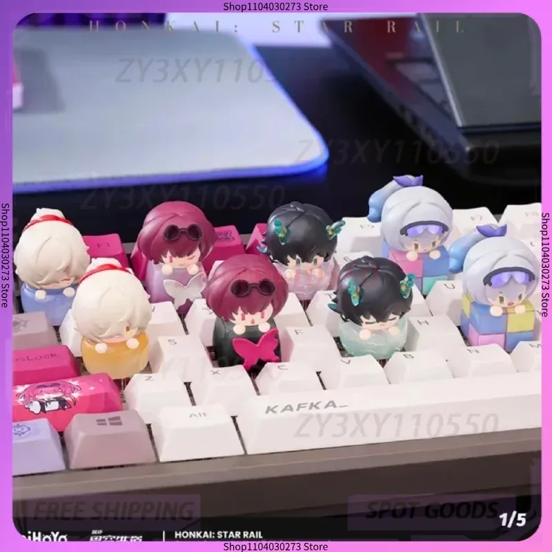 

Mihoyo Honkai Star Trail Limited Edition Q Versionv1 V2 Aventurine Keycaps Custom Cute Dr. Ratio Small Figure March 7th Key Cap
