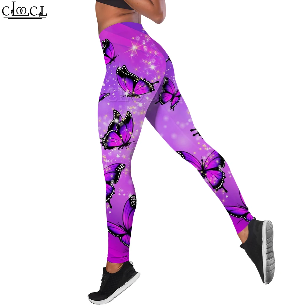 

CLOOCL Printing Leggings Beautiful Butterfly Pattern Trousers Gym Fitness Butt Lift Leggings Romantic Elegant Lady Tights