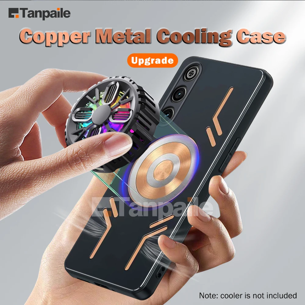

For Red Magic 10 Air Case for RedMagic 10 Pro Plus Cooling Case Magnetic Shockproof Copper Metal Funda