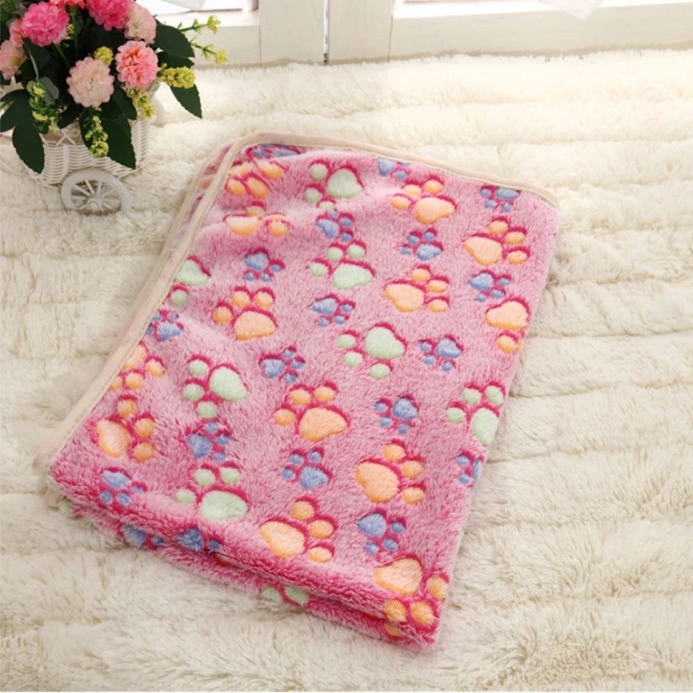 Soft Fluffy High Quality multicolor Pet Blanket Cute Dog Paw Print Blanket Pet Mat Warm and Comfortable Blanket for Cat Dogs