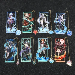 Genshin Impact Figure Metal Book Mark para mujeres y hombres, colección de fanáticos del juego, marcapáginas, marcapáginas, regalo para amantes de los libros