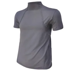 Resident 4 Leon Cosplay Costume Men Grey T-Shirt Summer Tight Outdoor Tactical Tee Kennedy Role Play TShirt Halloween Party
