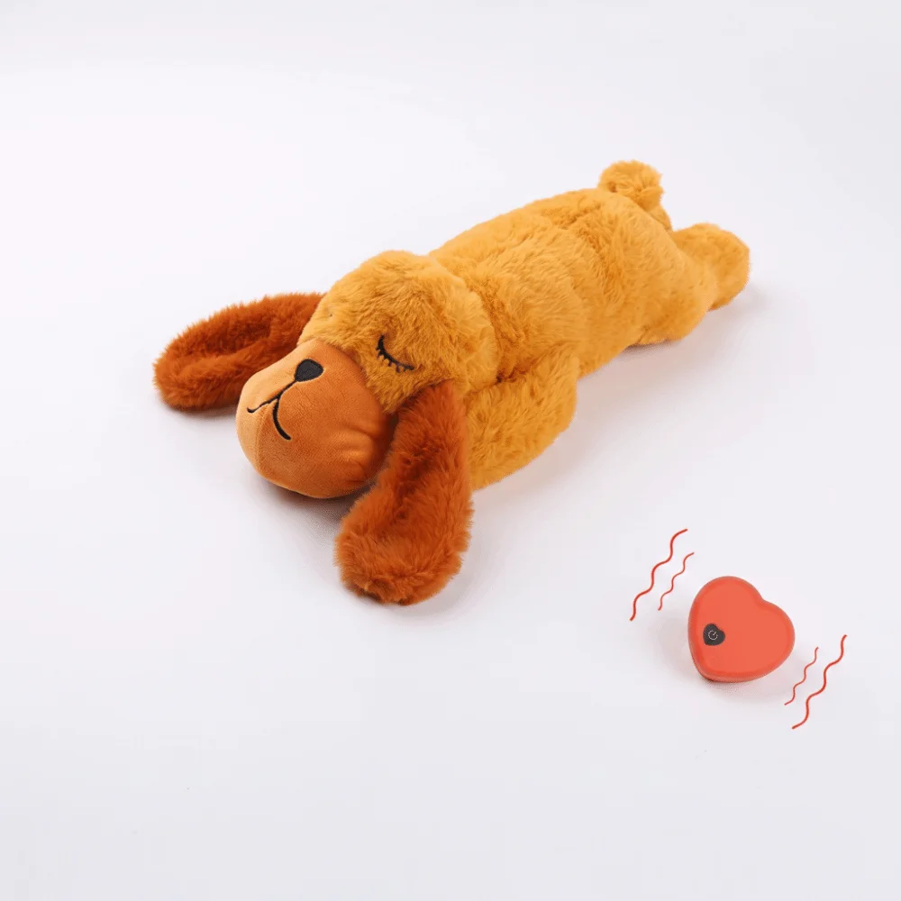 Heartbeats Simulator Sleep Aid Doll Realistic Calming Heartbeats Sound Dog Plush Toy Durable Comfortable Behavioral Training Toy