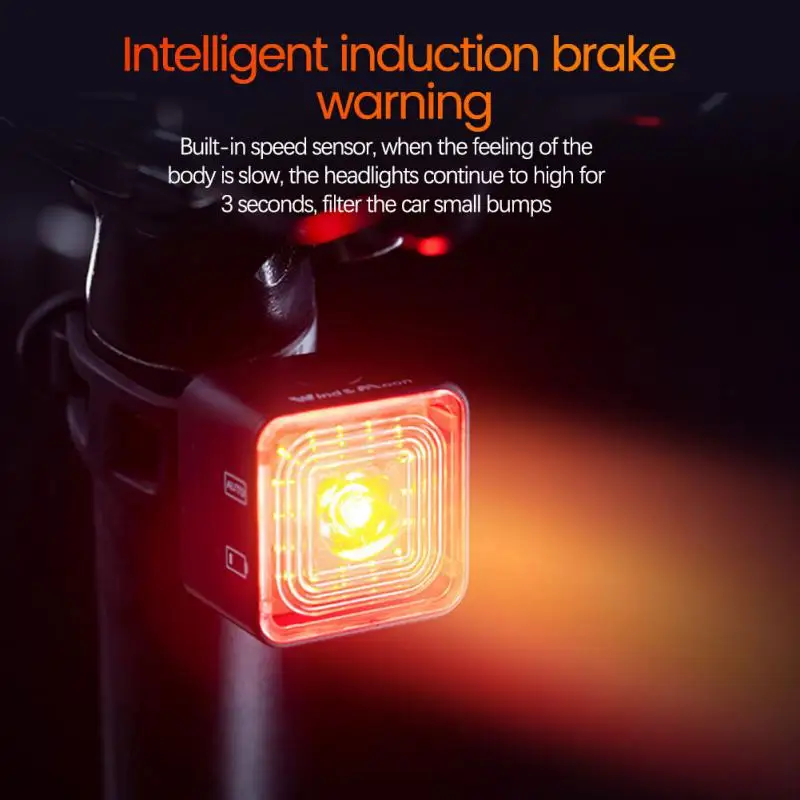 Usb Rechargeable Easy Installation Smart Versatile Long Battery Life Brake Sensing 120lm Bicycle Light Bike Safety Mtb Road Bike