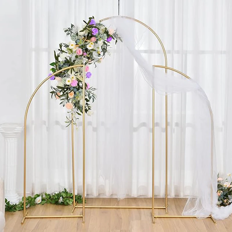 2Pcs Metal Arch Backdrop Stand Frame for Wedding Birthday Party Backdrop Half Arch Stand Duo Flower Display Framework