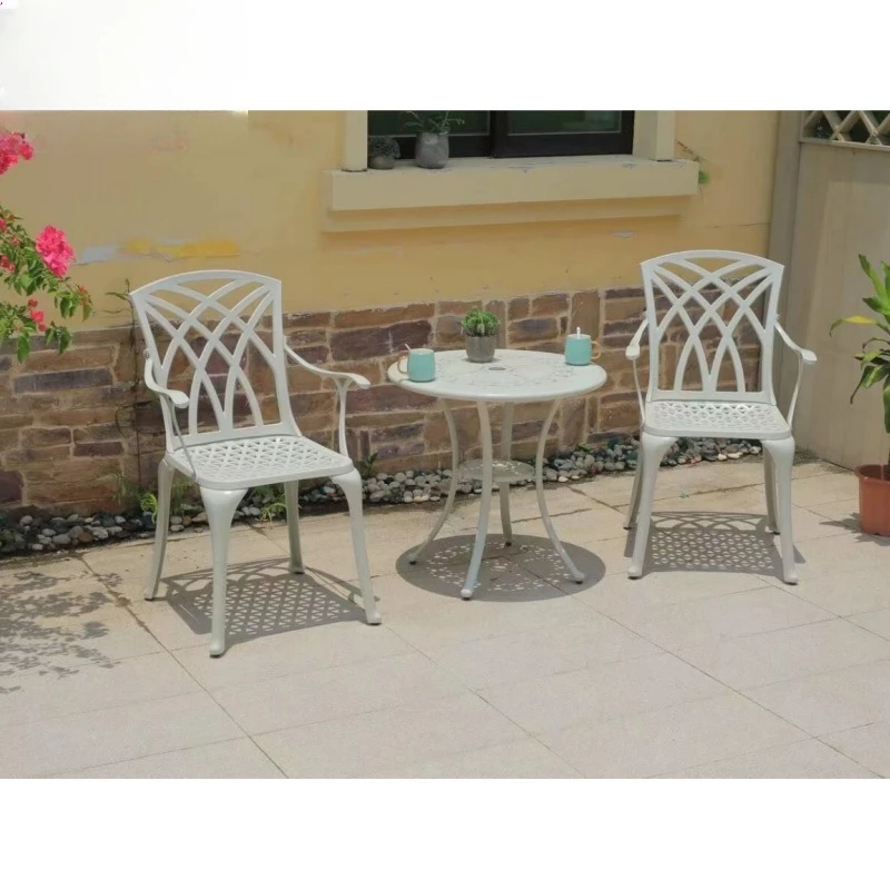 Outdoor European chair courtyard outdoor balcony dining chair single chair leisure backrest cast aluminum metal household