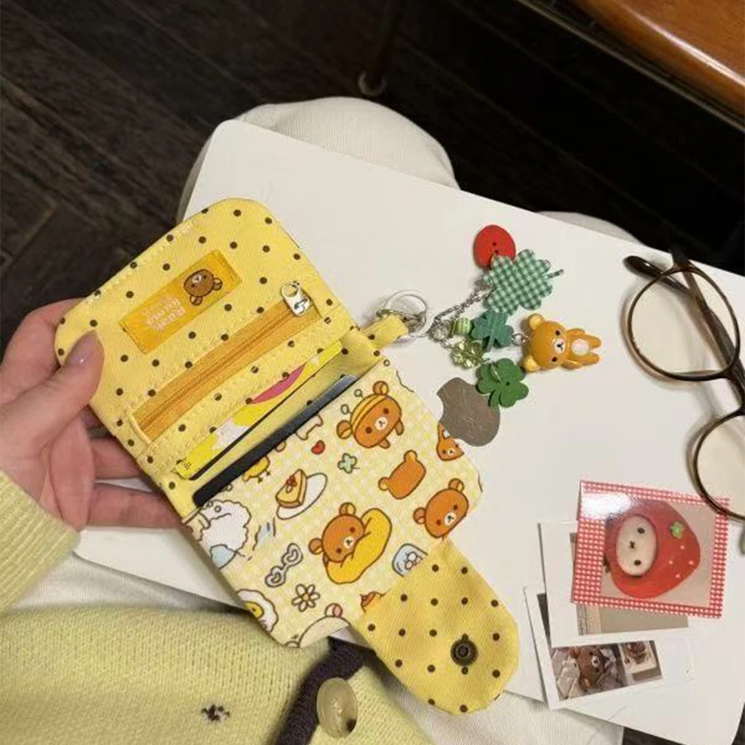Retro Cute Ins Style Cute Little Fresh Cartoon Bear Cartoon Coin Purse Student Key Bag Plush Short Coin Bag Card Bag Cute Gift