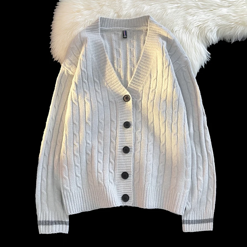 

V Neck Button Coat Casual Soft Shawl Collar Long Sleeve Sweatshirts Warm Sweater Knit Ribbed Jacket Outwear Men Vintage Cardigan