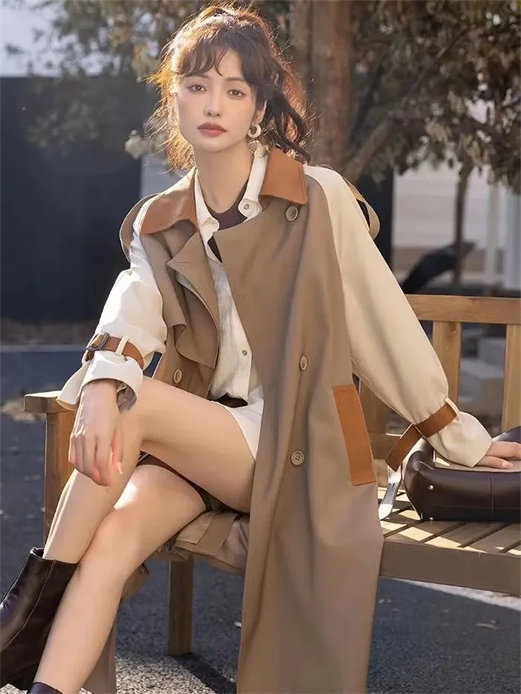 Windbreaker Women's Mid Length Spring and Autumn 2023 New High End Explosive Street Small and High End British Style Coat Female