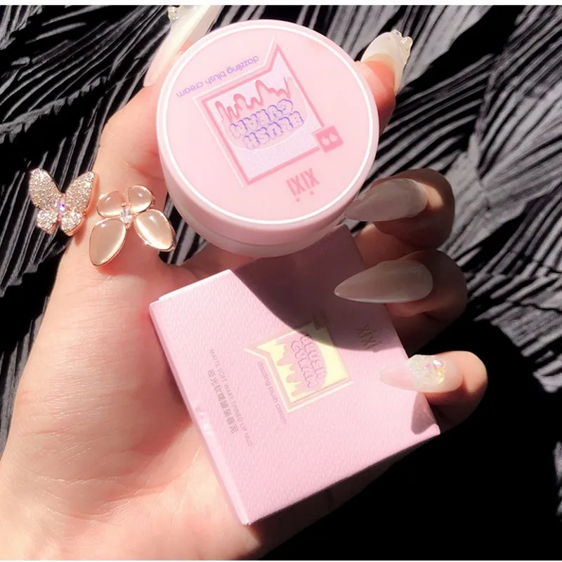 Mousse Matte Lipstick Mud Makeup Palette Red Rouge Long Lasting Lip Tint Cream Pigment Silky Texture Cheek Peach Blush Makeup