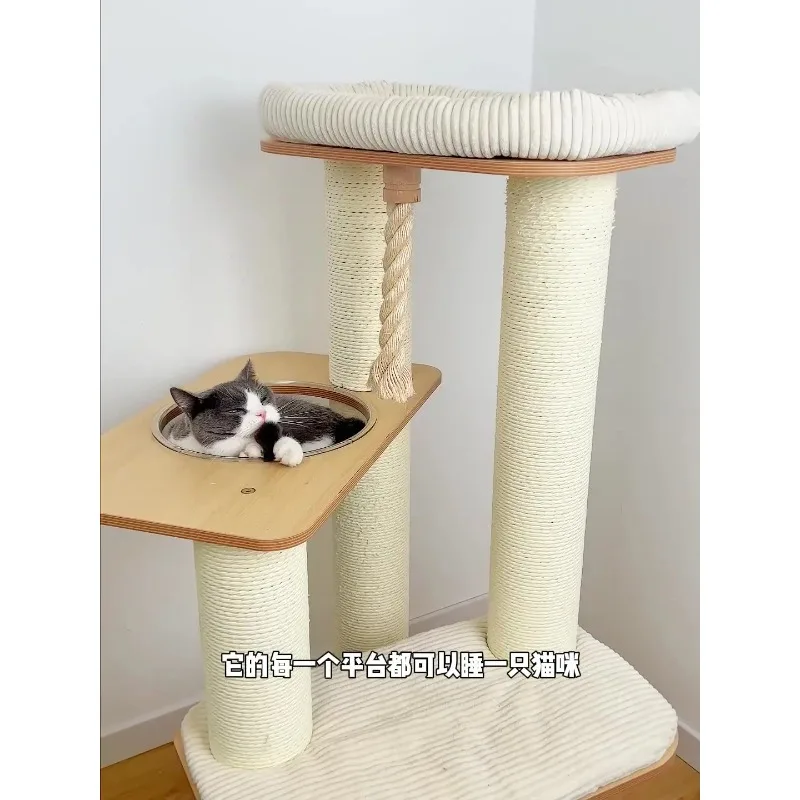 

Factory direct cat tower large Size cat tree Wooden Sisal cat climbing frame Modern Luxury pet house