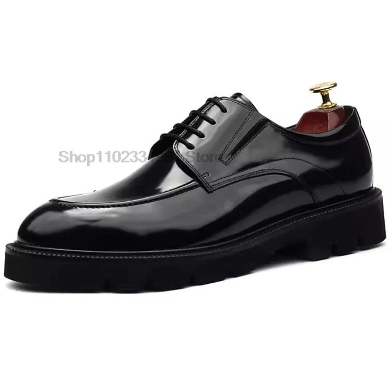 HNXC Formal Men Suit Shoe Genuine Leather Mens Oxford Shoes Lace-up Office Business Black Dress Shoes For Men Summer Wedding