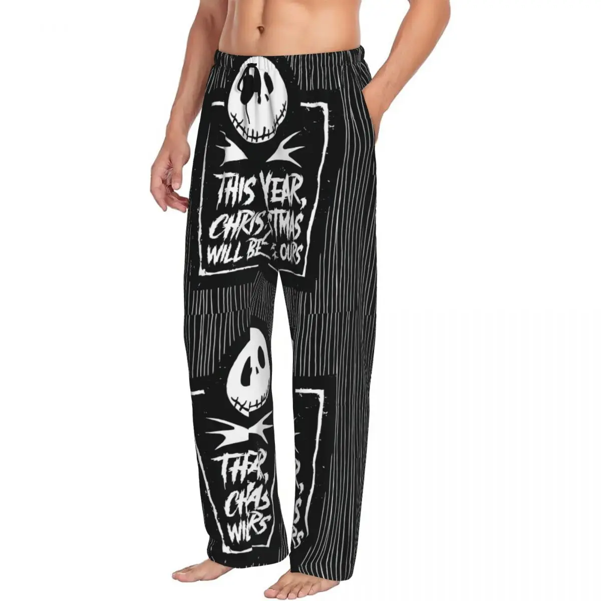 Custom Printed The Nightmare Before Christmas Pajama Pants Men\'s Sally And Jack Sleep Sleepwear Bottoms with Pockets