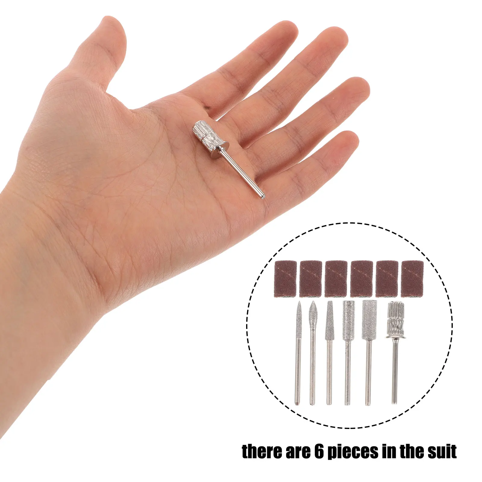 6-delige professionele diamanten nagelbitset manicure pedicure slijpen polijsten verschillende vormen elektrische nagelboorvijl