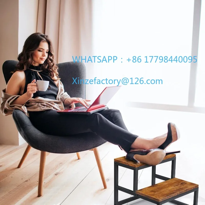 Sgabello a 2 gradini personalizzabile in metallo ferro e legno Poggiapiedi robusto per bambini Sgabello per scarpe da ingresso con scala multifunzione per uso domestico e