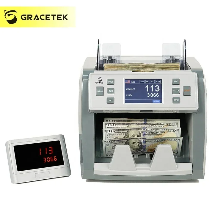 

20220V Dual CIS Bill Counter Money Checker Counting Money Machine Solution with LCD Display and Serial Number Printing