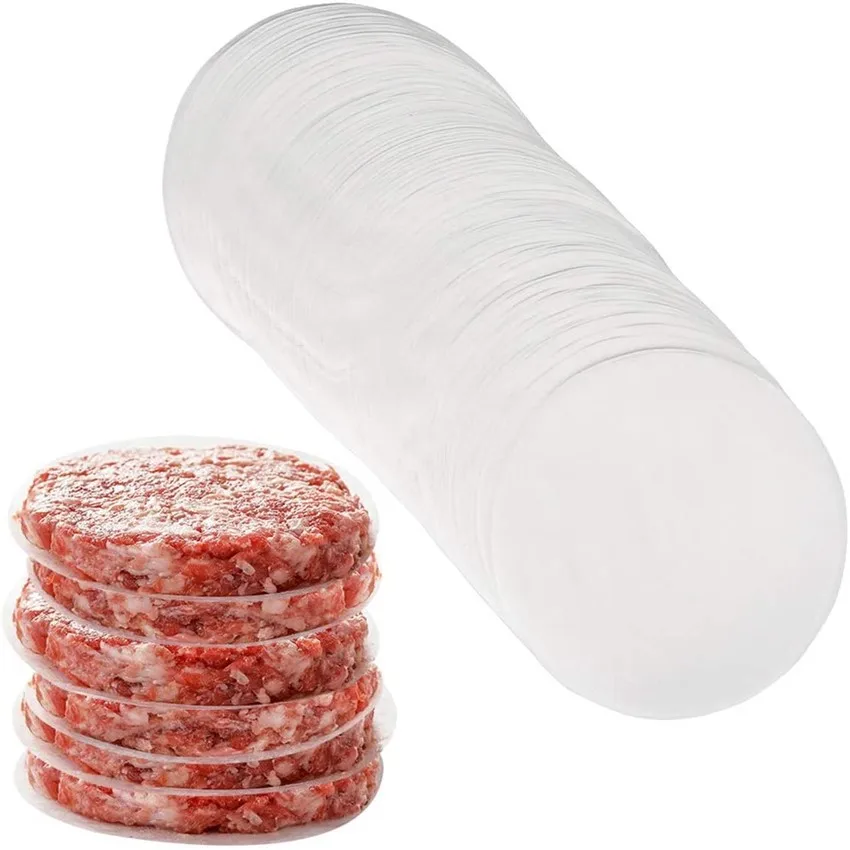 

100pcs Hamburger patty pressing meat silicone oil paper Double-sided grill pan replacement paper