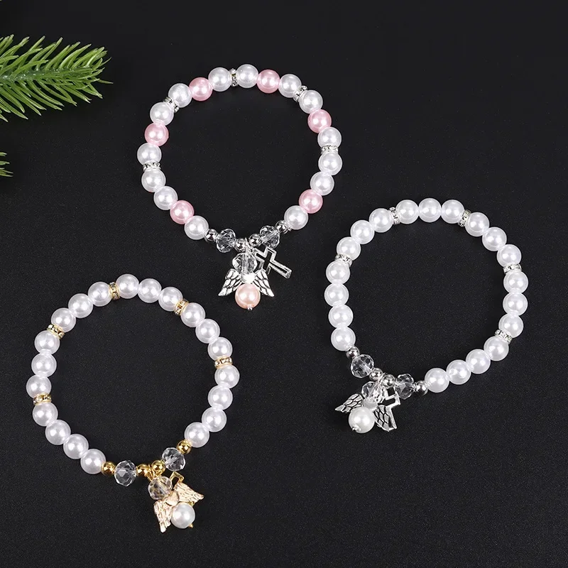 New Fashion Exquisite Religious Angel Cross Bracelet For Men Women Holy Communion Baptism Anniversary Jewelry Gift