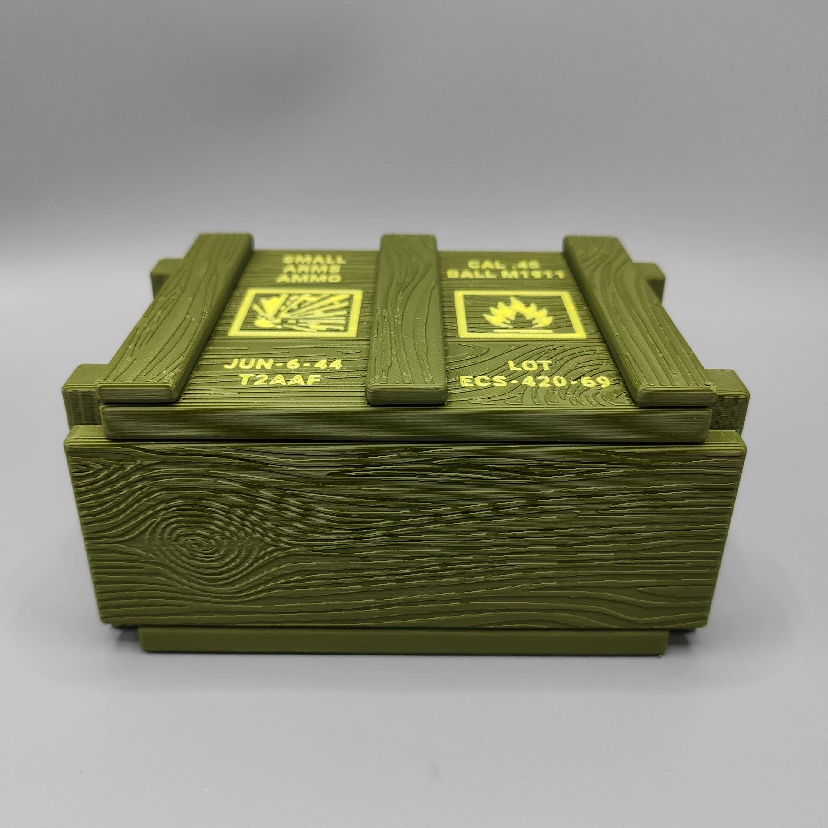 3D Printed WWII Ammo Box Replica Storage Box, Realistic Wood Grain Military Ammunition Crate Decor Organizer, 14+ Adult Collecti