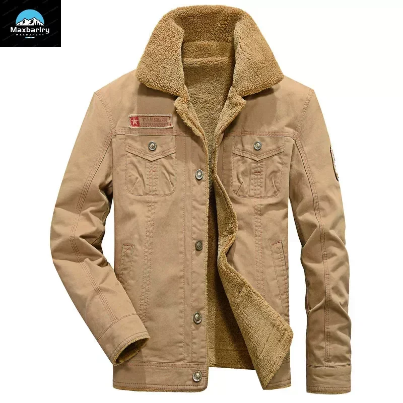 Chaqueta vaquera de piel de cordero con solapa para hombre, abrigos cálidos gruesos de lana de alta calidad, ropa de invierno, moda coreana, 5XL, 2024