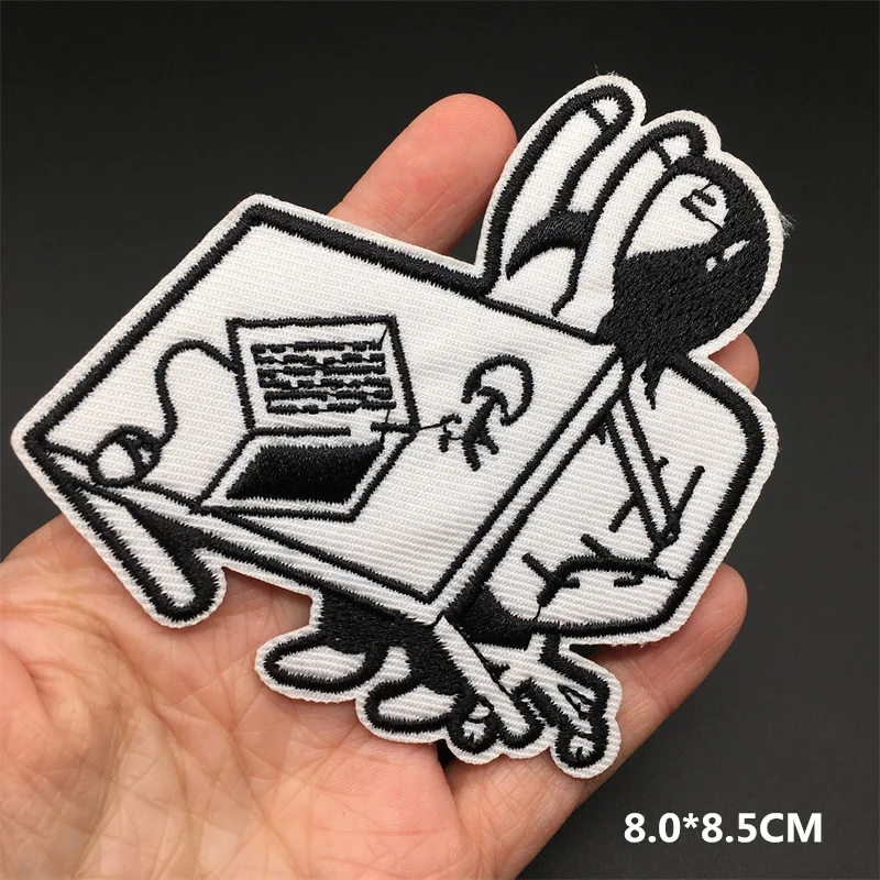 Schwarz und Weiß Bestickt Patches für Kleidung Thermoadhesive Patches auf Kleidung Aufkleber Eisen auf Patch Streifen Diy Appliques