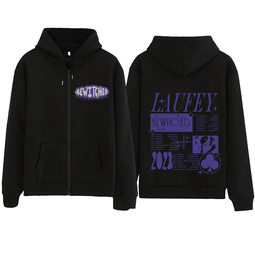 Enwitched Laufey 2024 Zipper Hoodie Harajuku Pulôver Tops Streetwear Fãs de Música Presente Moletons com Decote em V