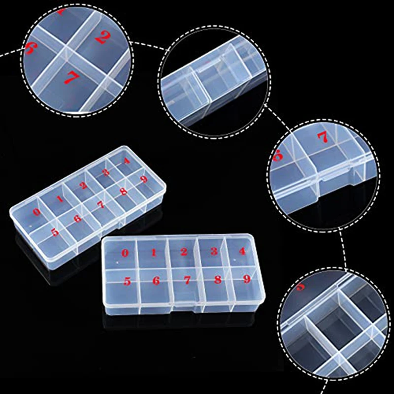 Nail Tip Box Empty Nail Tips Organizer Storage Fingernail Box Spaces Storage Case Container Nail Box Grid Box