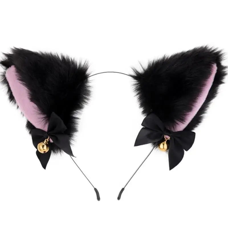 Hairband fluffy cat fox ears bow bell headband anime waitress maid cosplay Christmas fancy dress props Halloween 17 styles