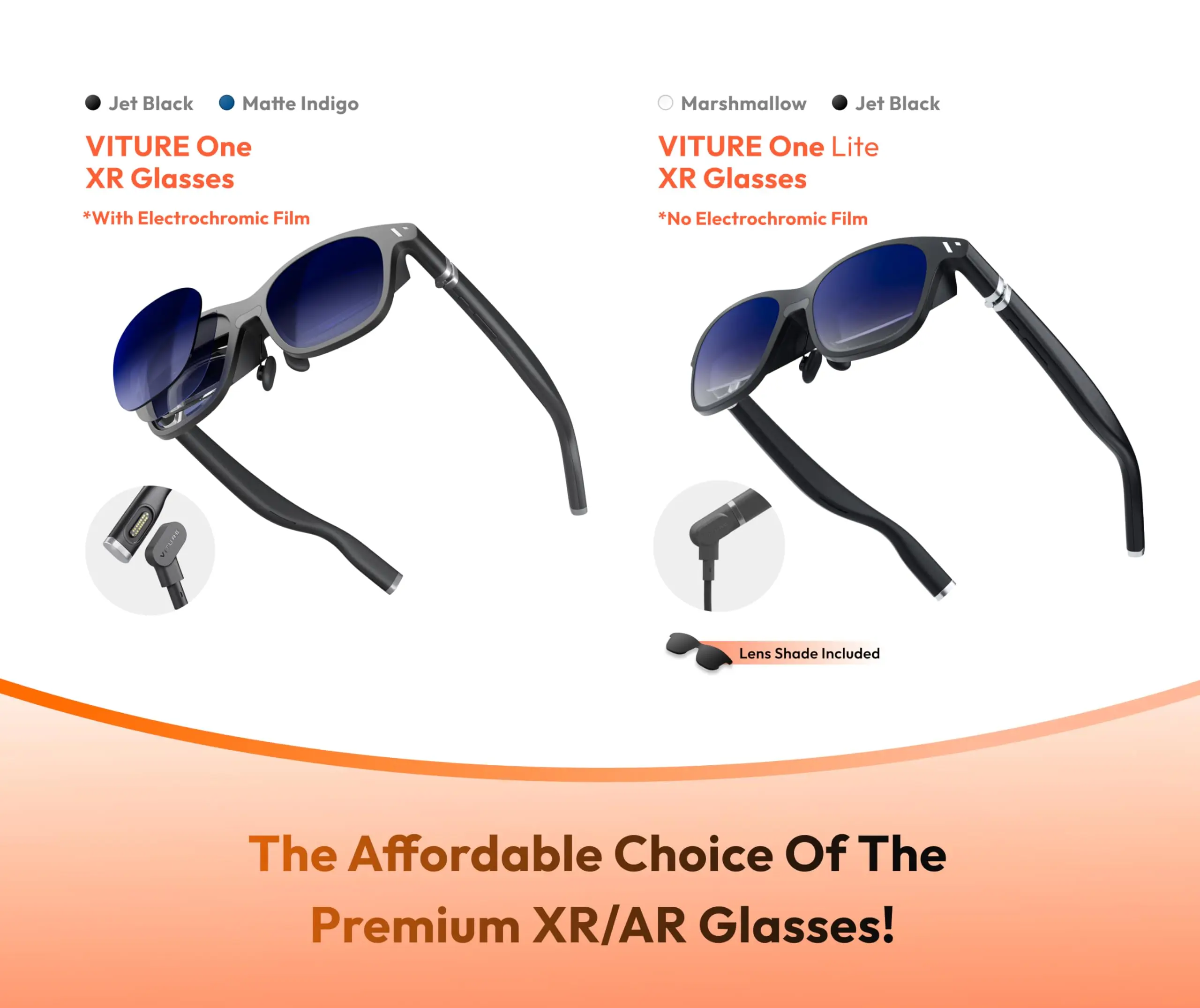 VITURE-gafas inteligentes One Lite XR, gafas AR con pantalla Full HD de 120 pulgadas, sonido Harman para consolas de juegos iPhone 15 Pro/PC/Android