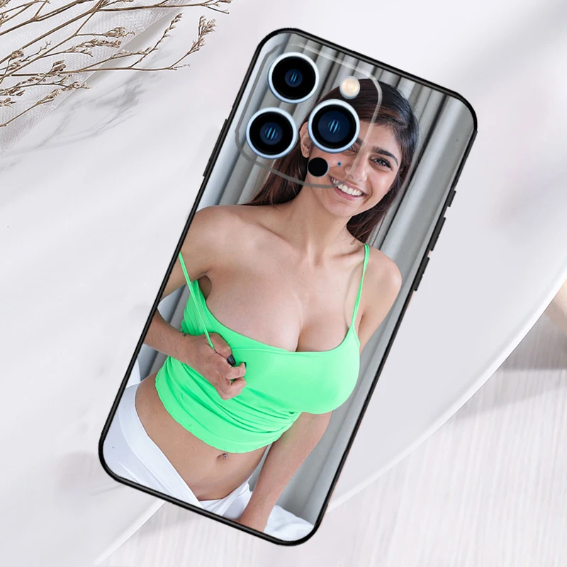 Sexy Beauty Girl Mia Khalifa Fundas For iPhone 13 14 15 16 Pro Max X XR XS Max Plus 12 Mini Case For iPhone 11 Pro Max Cover