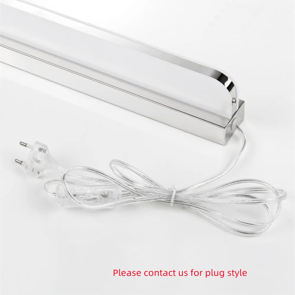 Luz LED moderna de acero inoxidable para espejo de baño, lámpara de pared para maquillaje, accesorios de iluminación para tocador, 42CM/52CM