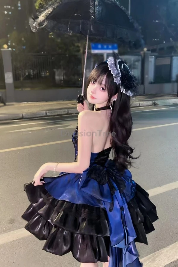 

2025 european medieval retro princess style lolita set sexy hanging neck backless dress trendy elegant temperament pompon dress