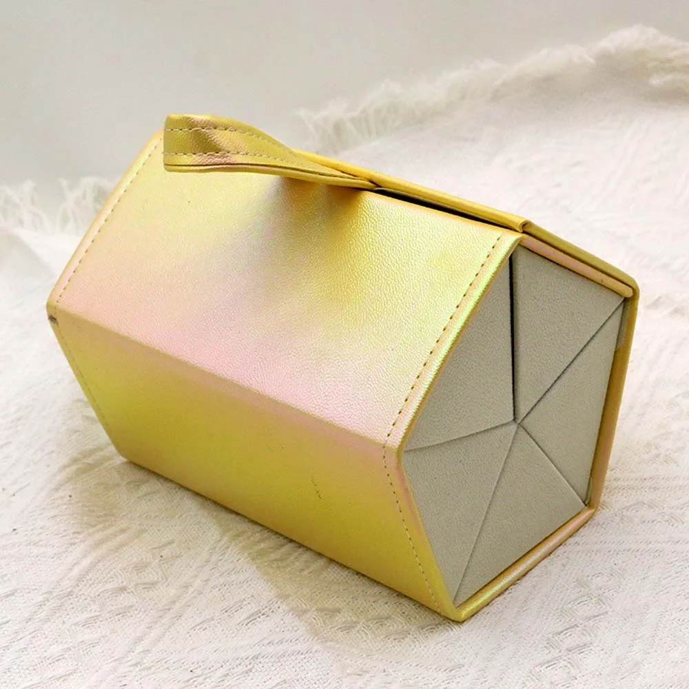 

Portable Folding Glasses Organizer Large Capacity Magnetic Button Five Lattice Glasses Storage Box PU Anti-splash Water