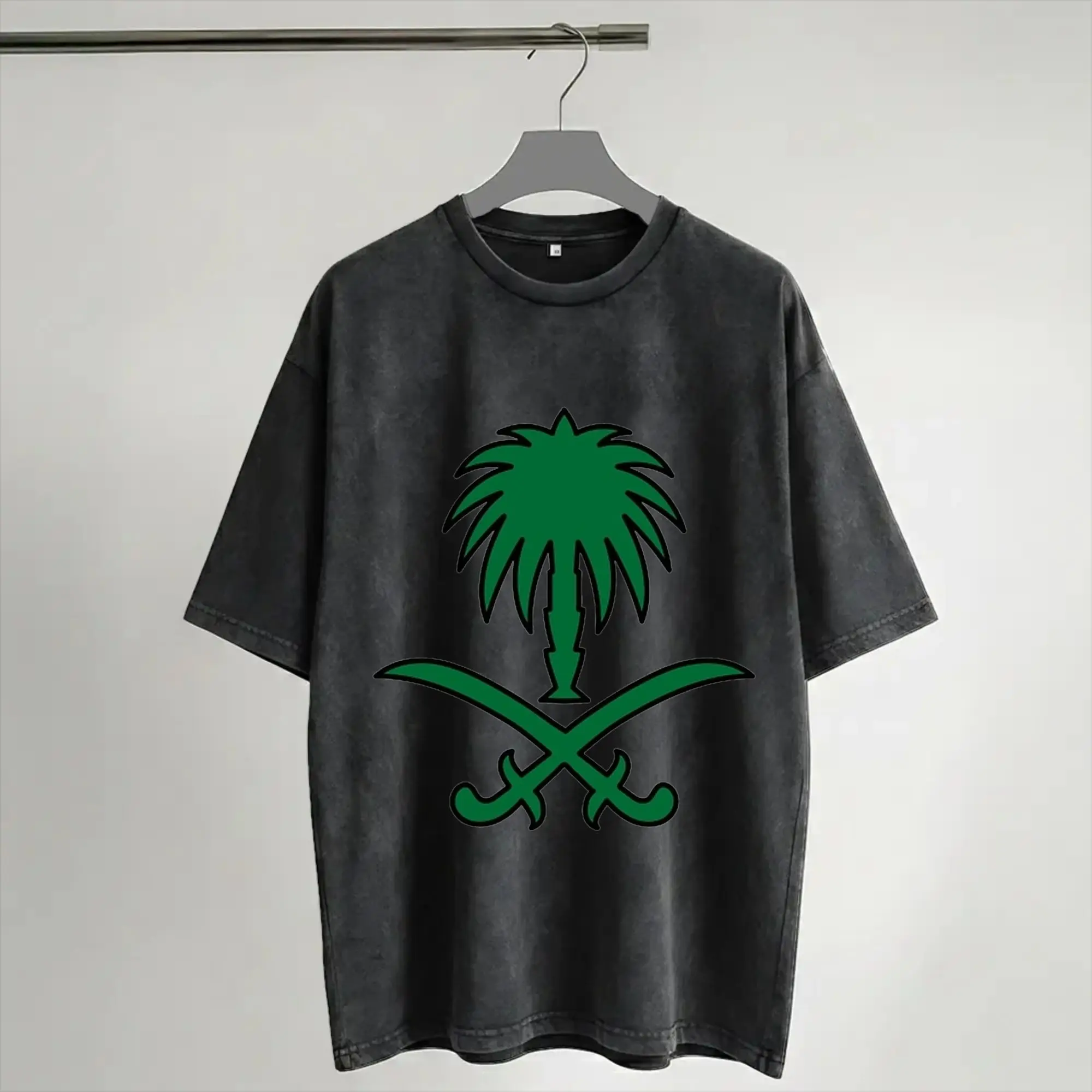Harajuku Washed Shirt Kingdom Of Saudi Arabia Saudi national day  Outfit Novelty T Shirt September 1932 Streetwear