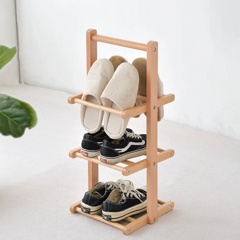 Solid Wood Multi-layer Shoe Hanger Door Side Small Household Upright Type Creativ Slipper High-heeled Shoes Storagee Shoe Hanger