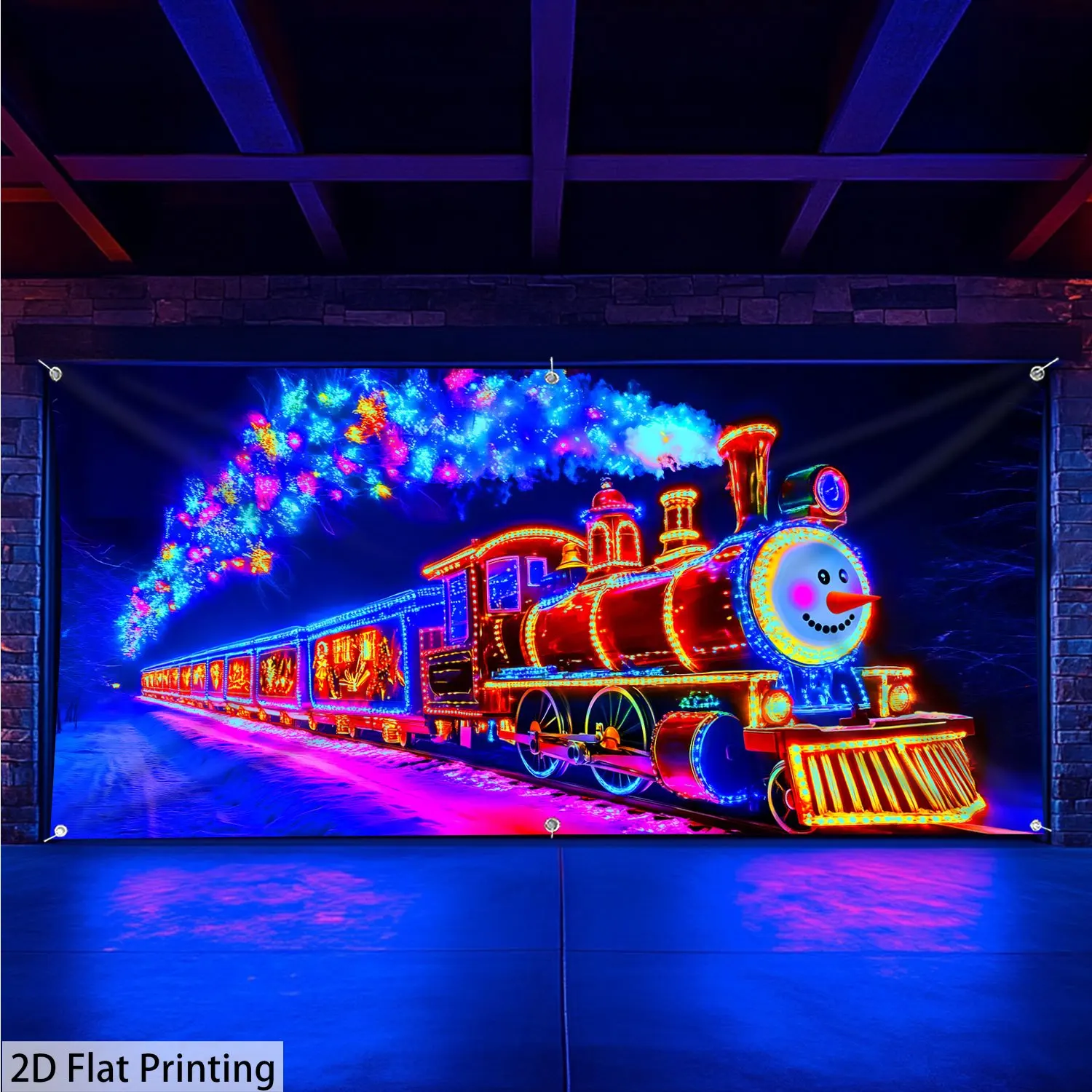 خطة ثنائية الأبعاد، قطعة واحدة، ديكور باب المرآب الرومانسي لعيد الميلاد المجيد، ديكور عطلة متعدد الأغراض #6