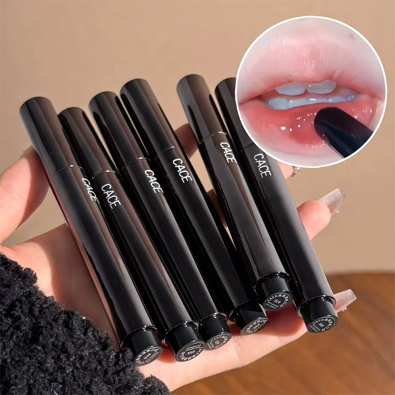 CACE 6 ألوان مرآة أحمر الشفاه ترطيب الشفاه وصمة عار طويلة الأمد المياه الزجاج أحمر الشفاه ماكياج الشفاه تينت مستحضرات التجميل الكورية للنساء