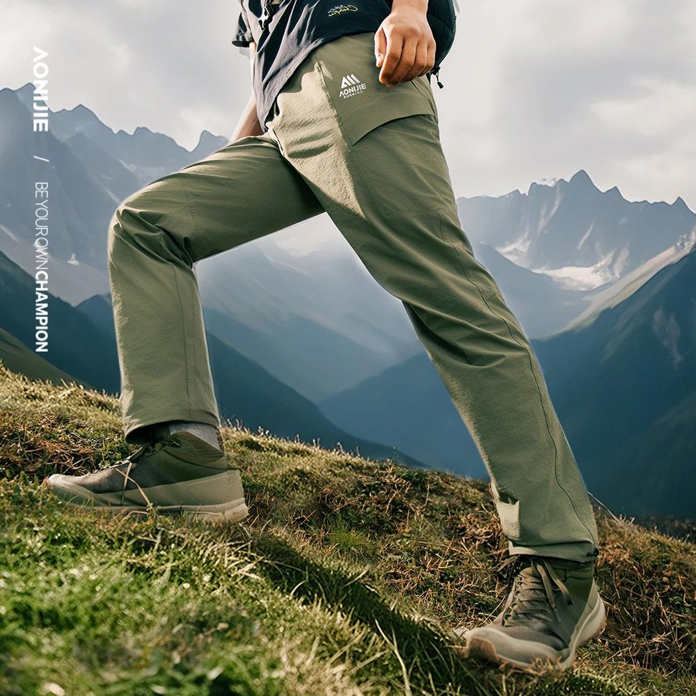 AONIJIE FM5218 Pantaloni sportivi ad asciugatura rapida da uomo Pantaloni da alpinismo da escursionismo traspiranti per esterni Pantaloni dritti da corsa impermeabili