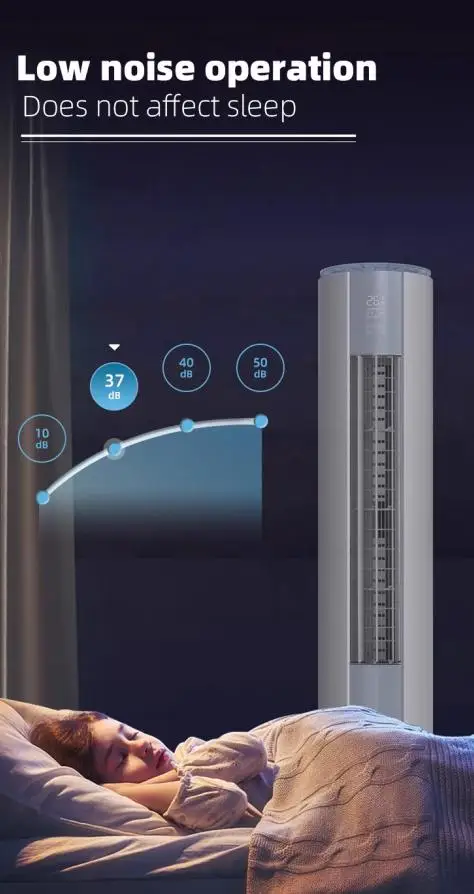Sistema de Calefacción y Refrigeración de Alta Eficiencia con Aire Acondicionado Inverter de 18000 BTU, Tipo Gabinete Cilíndrico de Pie, Calidad Premium