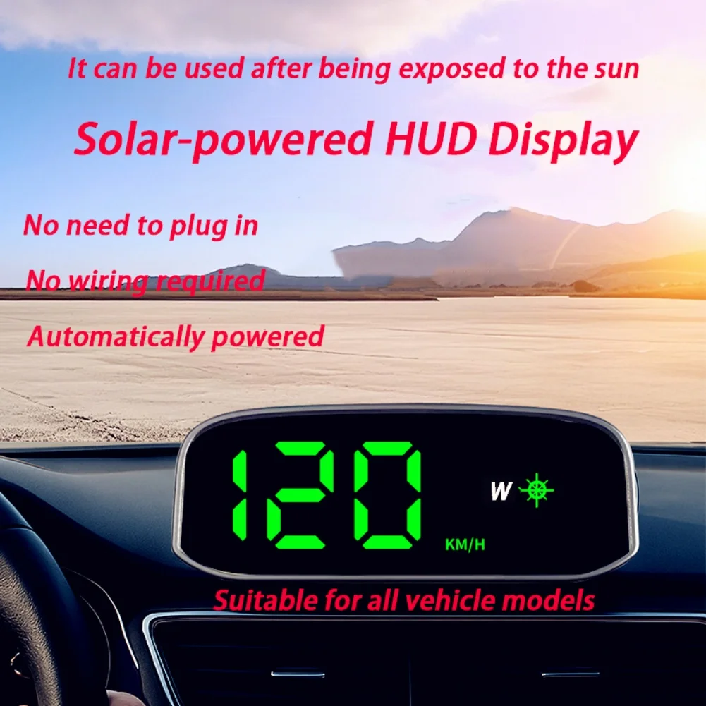 Pantalla frontal de energía Solar GPS Digital 5V velocímetro de coche detección de luz inteligente HUD transmisión de voz Beidou sistema Dual