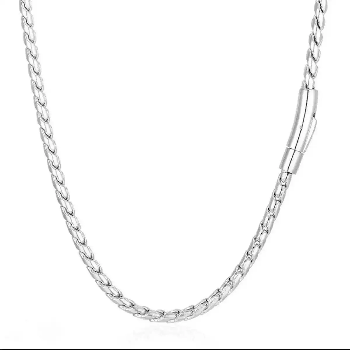 Herren Edelstahl Drachenknochen-Kette, Gedrehte Schuppen-Rundketten-Halskette mit Integriertem Schnappverschluss – Detail 6
