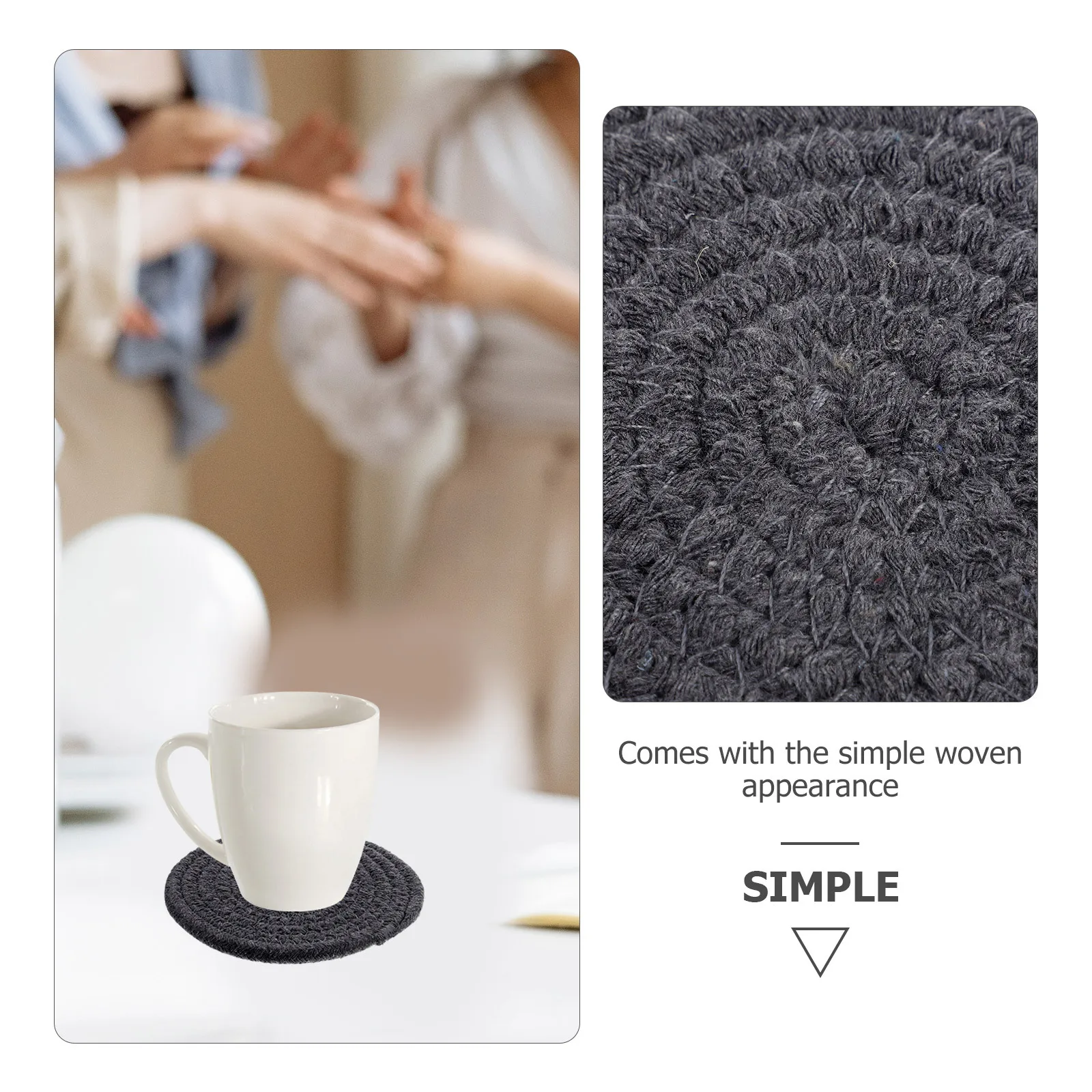 

6Pcs Cotton Woven Coasters Heat Resistant Drink Pads for Coffee Tables Home Decor Dining Room Accessory Woven Coasters