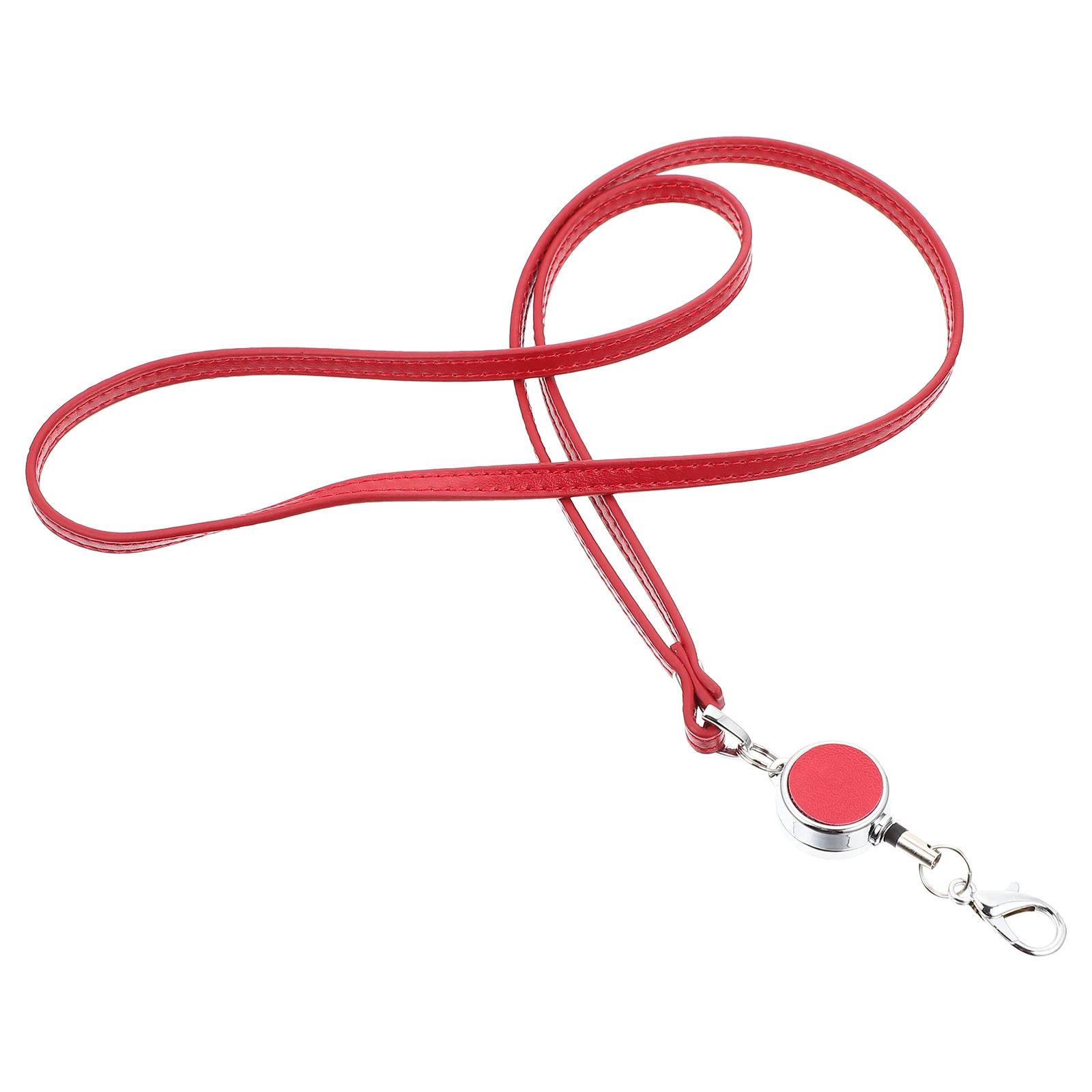 

Lanyards Mobile Hanging Rope Telescopic Work Cards Pu Id Red Badge for Badges Office